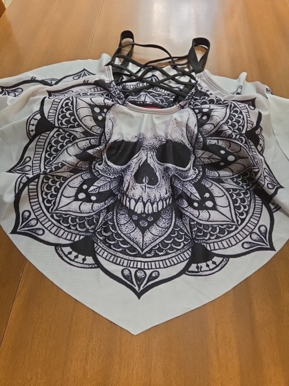 Black & White Skull Print Halloween Strappy Tank Top Swimwear